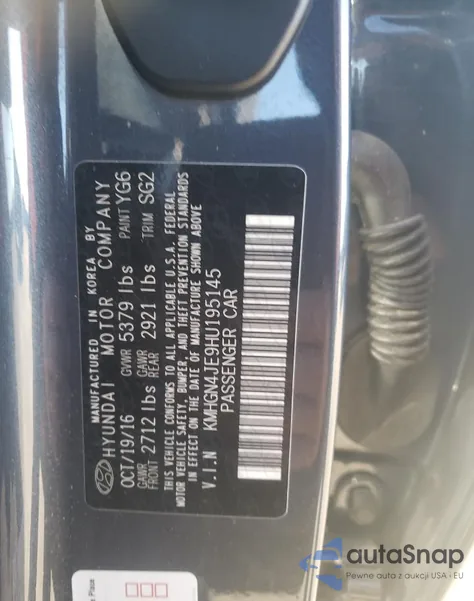 2017 Genesis G80 Base from USA, damaged, VIN KMHGN4JE9HU195145